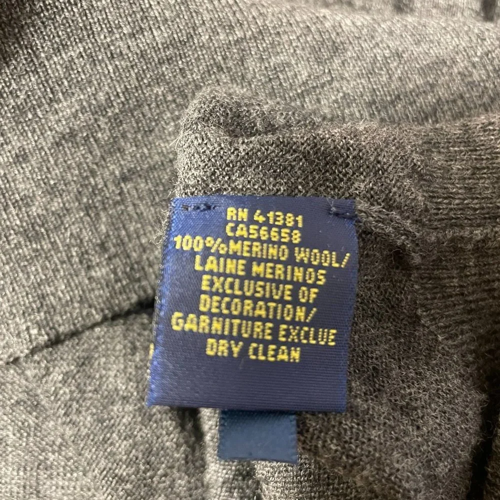 Polo Ralph Lauren 100% Merino Wool Polo Sweater Lightweight Logo Gray XXL